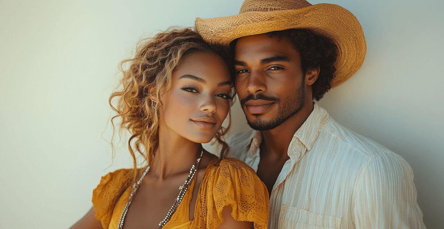 Happy couple in traditional attire