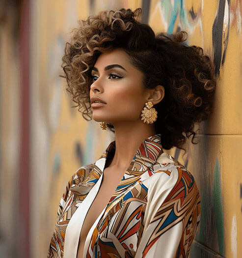 Solo fashion model in traditional attire