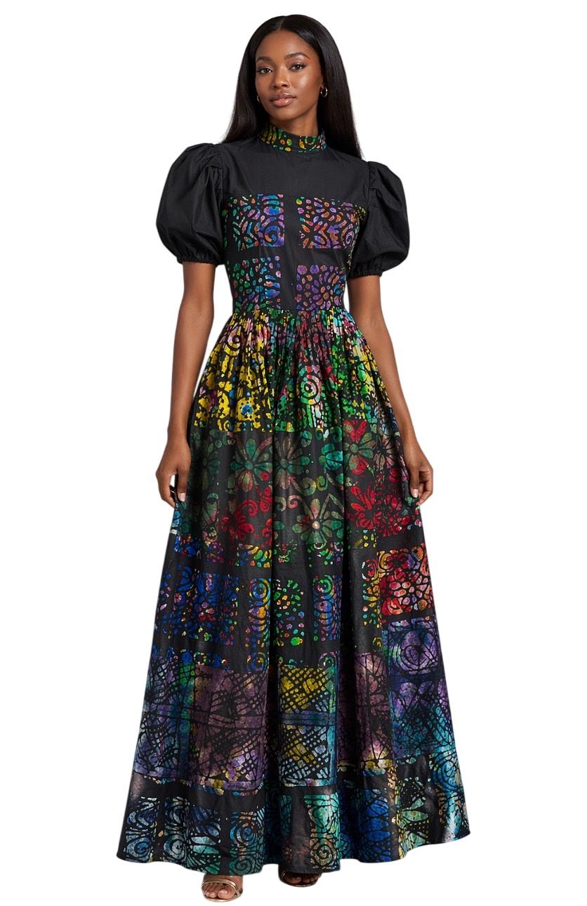 Adire Mixed Print Tiered Maxi Dress – Handmade African Style