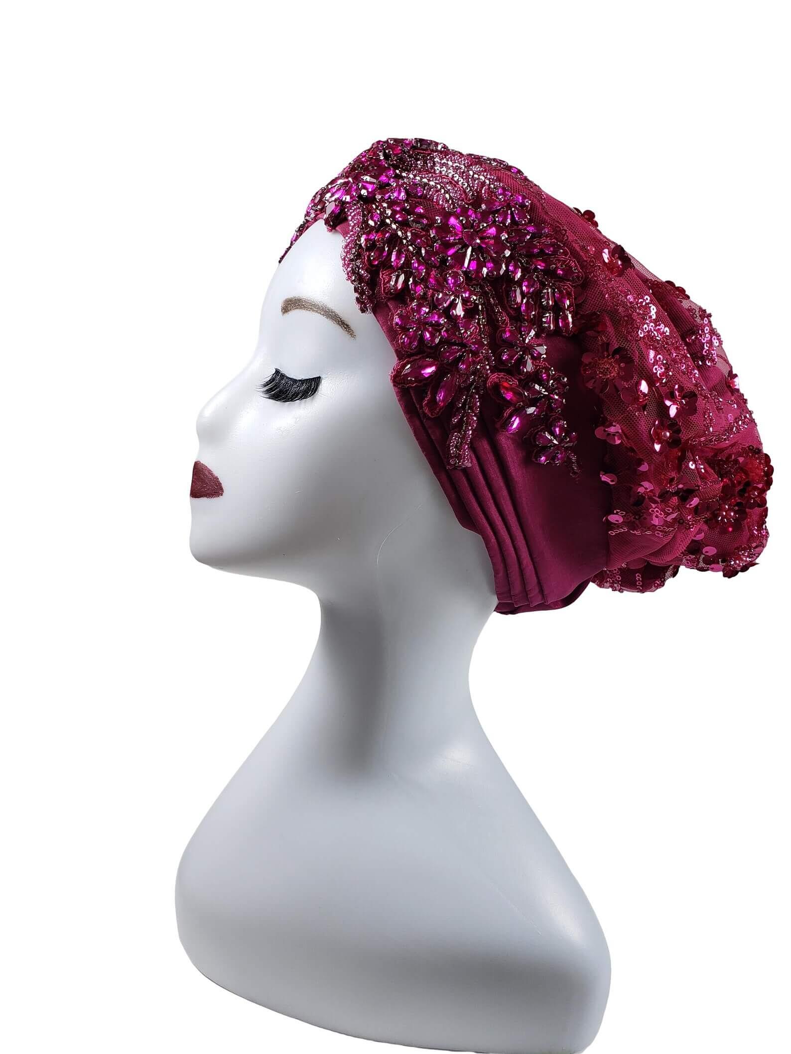 Sequin Pre-Styled Turban – Elegant Stretch Head Wrap