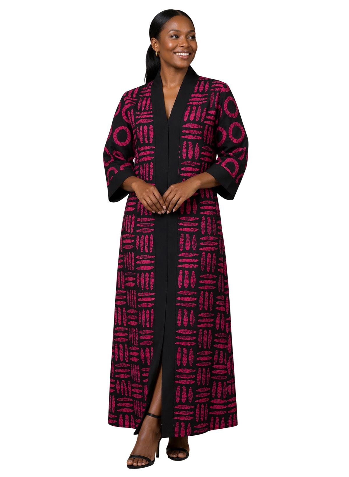Pink Ankara Kaftan Dress with Pockets – Handmade Cotton