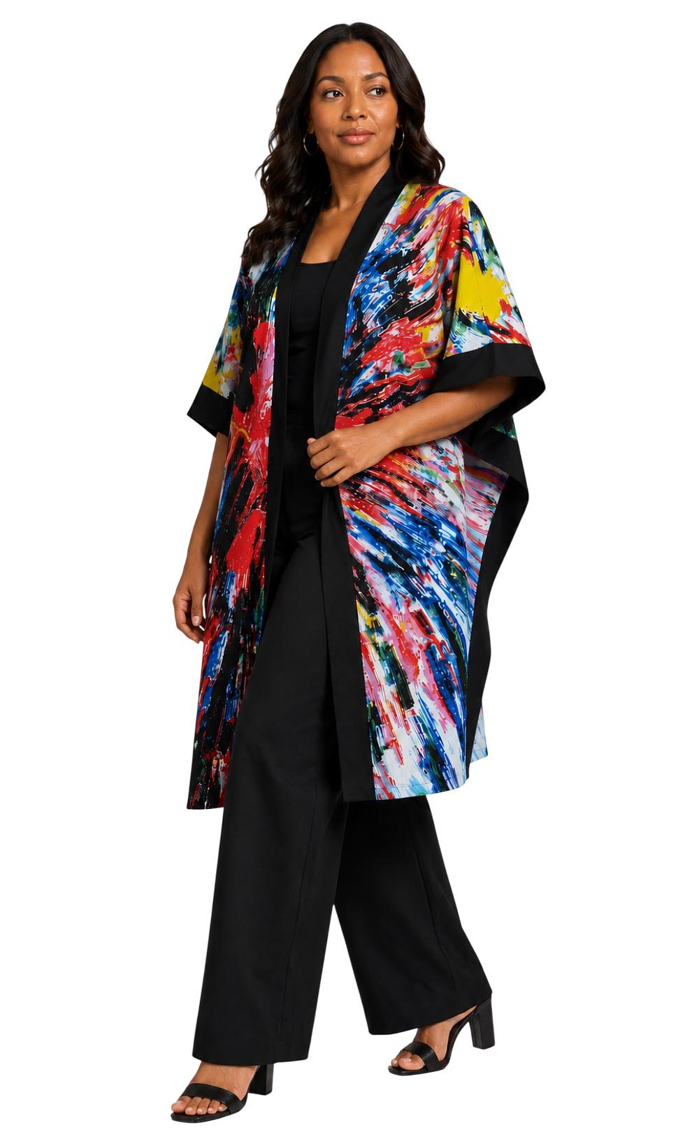 Multicolor Ankara Kimono Poncho Cape – Handmade African Print Outerwear